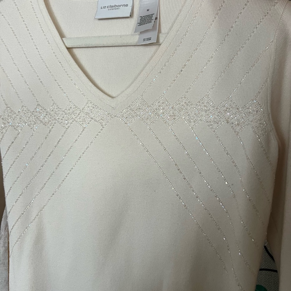Vintage Beaded V-Neck Sweater